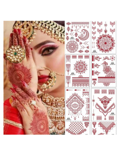 Tatuajes Temporales de Henna mdgfge - 8 Hojas Impermeables