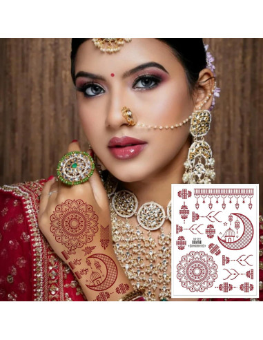 Tatuajes Temporales de Henna mdgfge - 8 Hojas Impermeables