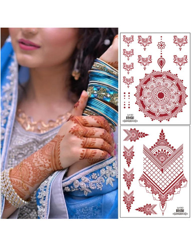 Tatuajes Temporales de Henna mdgfge - 8 Hojas Impermeables