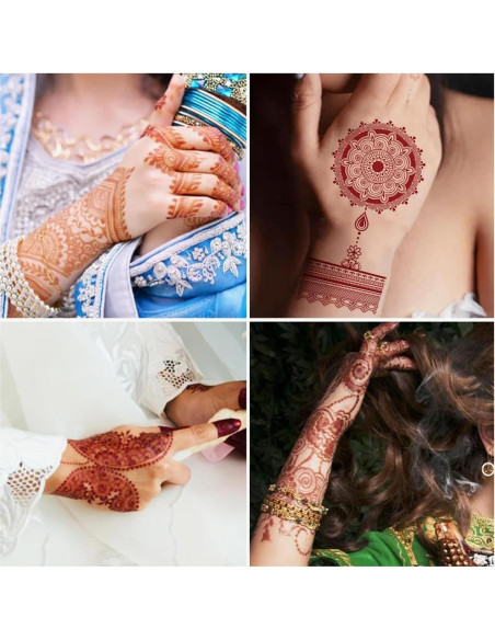 Tatuajes Temporales de Henna mdgfge - 8 Hojas Impermeables