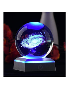 Bola de Cristal Galáctica 80mm Aircee con Base LED 6 Colores