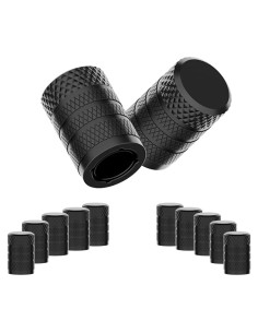 CKAuto Tapones de Válvula de Neumático Aluminio Negro 10 pcs