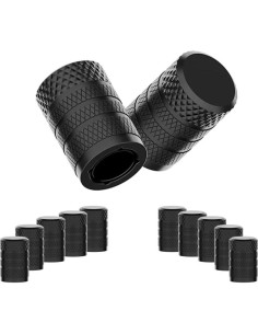 CKAuto Tapones de Válvula de Neumático Aluminio Negro 10 pcs 2