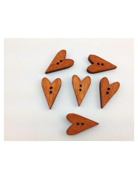 Botones de Madera Corazón 20mm 100 Piezas Marrón Mahaohao