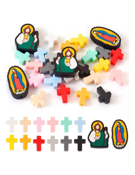 28 Piezas Perlas de Silicona Religiosas Spritewelry DIY