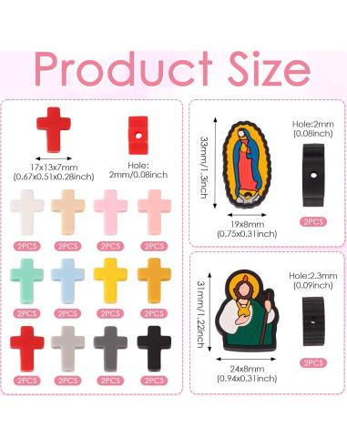 28 Piezas Perlas de Silicona Religiosas Spritewelry DIY