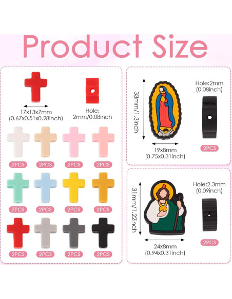28 Piezas Perlas de Silicona Religiosas Spritewelry DIY