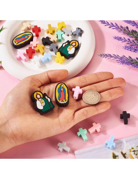 28 Piezas Perlas de Silicona Religiosas Spritewelry DIY
