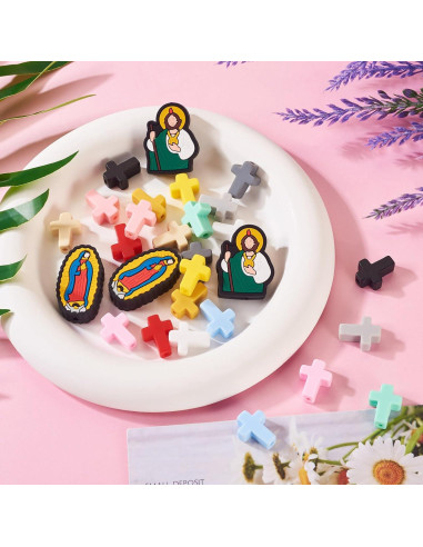 28 Piezas Perlas de Silicona Religiosas Spritewelry DIY