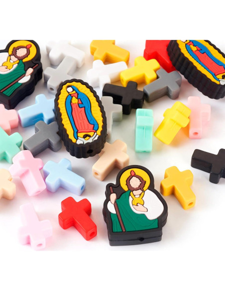 28 Piezas Perlas de Silicona Religiosas Spritewelry DIY