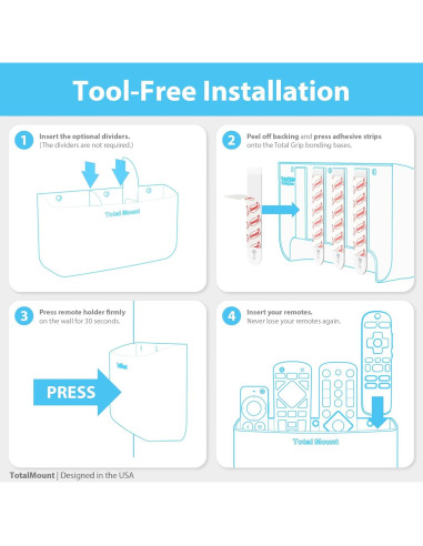 Soporte de Control Remoto TotalMount Negro Premium para 3-4 Controles