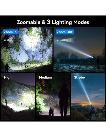 Linternas Recargables LETMY 2000 Lúmenes 2 Paquete LED Tácticas Linternas Recargables LETMY 2000 Lúmenes 2 Paquete LED Tácticas