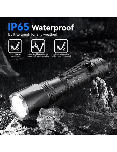 Linternas Recargables LETMY 2000 Lúmenes 2 Paquete LED Tácticas Linternas Recargables LETMY 2000 Lúmenes 2 Paquete LED Tácticas