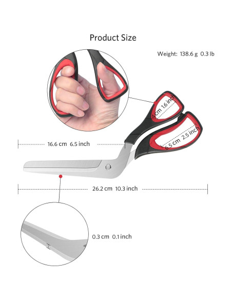 Tijeras para Pizza Asdirne 26.7 cm Mango Ergonómico Acero Inoxidable