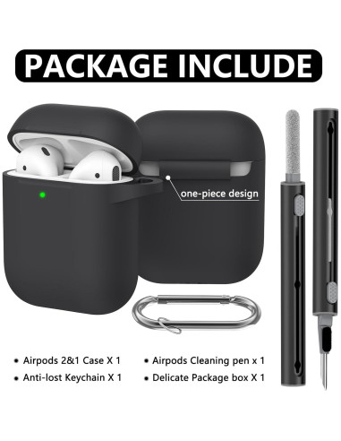 Funda protectora de silicona para AirPods 2/1 gen - Negro