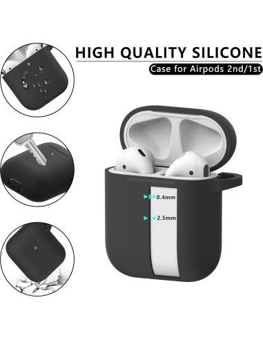 Funda protectora de silicona para AirPods 2/1 gen - Negro