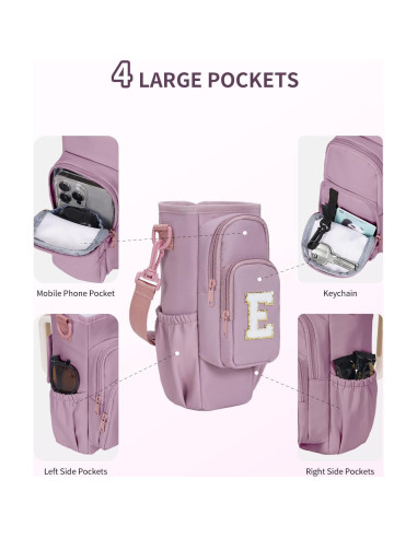 Bolsa Portabotellas de Agua Sportsnew Rosa 40 oz con Iniciales