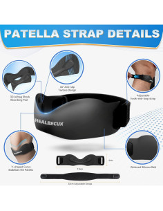 Correa de Soporte Patelar Healrecux Ajustable Negra 27-46 cm 2
