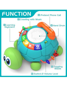 Juguete Musical Tortuga Jyusmile para Gatear 0-1 Año 2
