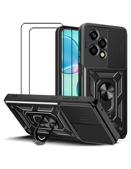 Funda Huawei Honor 200 Lite + 2 Vidrios Templados 9H, Negro Funda Huawei Honor 200 Lite + 2 Vidrios Templados 9H, Negro