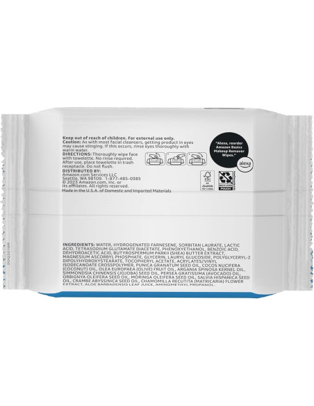 Toallitas Desmaquillantes Amazon Basics Sin Fragancia 25 Unidades