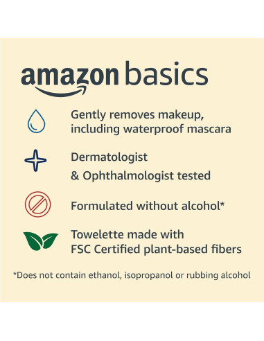 Toallitas Desmaquillantes Amazon Basics Sin Fragancia 25 Unidades