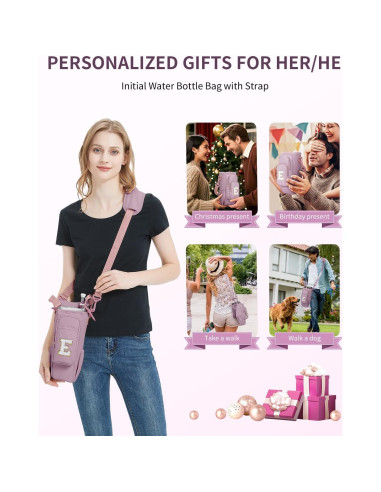 Bolsa Portabotellas de Agua Sportsnew Rosa 40 oz con Iniciales