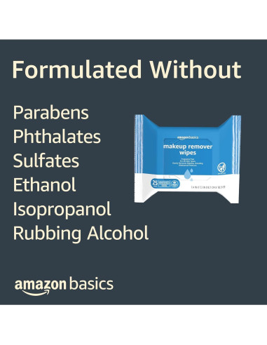 Toallitas Desmaquillantes Amazon Basics Sin Fragancia 25 Unidades