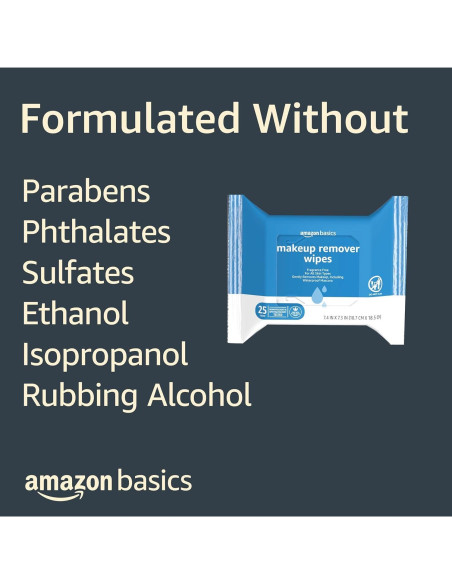 Toallitas Desmaquillantes Amazon Basics Sin Fragancia 25 Unidades