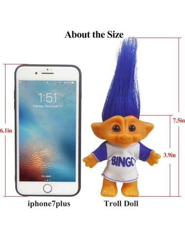 Muñeco Troll Vintage Azul 19.05 cm para Colección y Manualidades