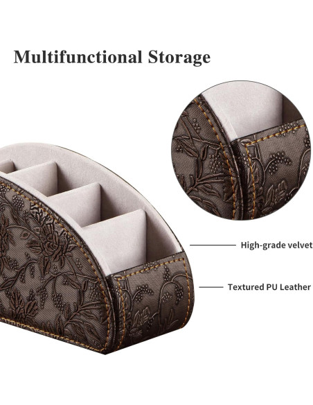 Soporte Organizador de Control Remoto YAPISHI Cuero Sintético 5 Compartimentos