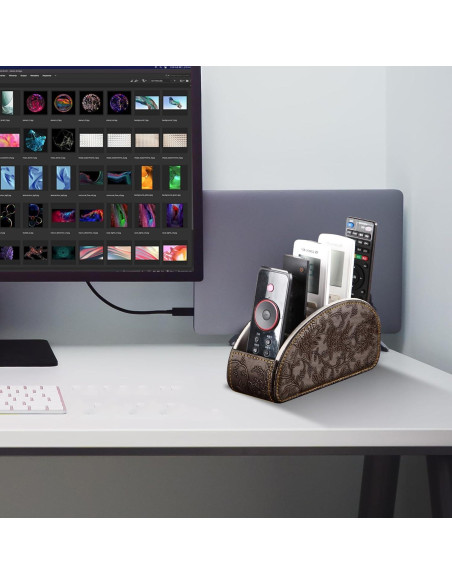 Soporte Organizador de Control Remoto YAPISHI Cuero Sintético 5 Compartimentos