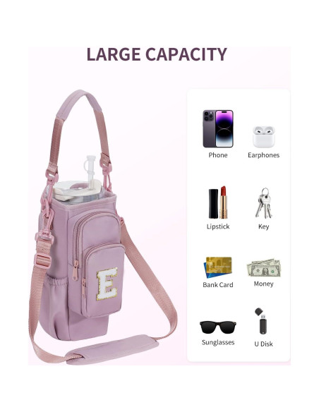 Bolsa Portabotellas de Agua Sportsnew Rosa 40 oz con Iniciales