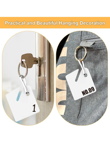 50 Etiquetas de Llave Blancas KAKAMINA con Ganchos de Metal