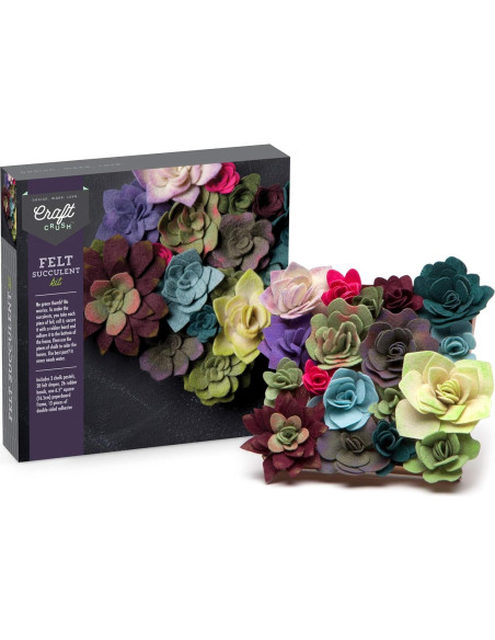 Kit de Manualidades Craft Crush - Suculentas de Fieltro DIY - 18 Piezas