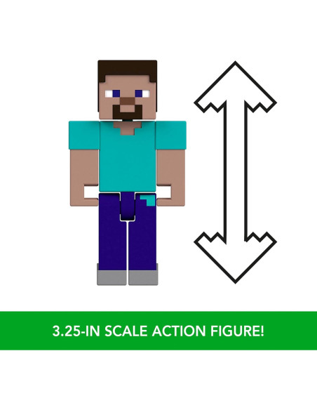 Figuras de Acción Minecraft Mattel - Steve y Cerdos, 8.26 cm