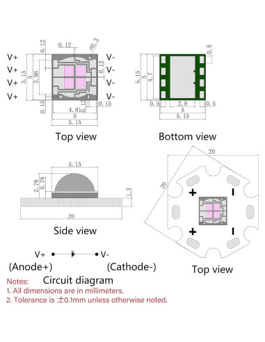 5 Piezas Luz Negra LED UV 12W 365-370nm LEDGUHON