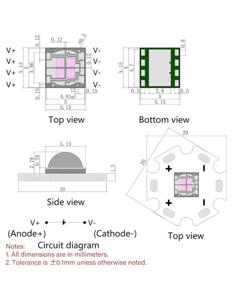 5 Piezas Luz Negra LED UV 12W 365-370nm LEDGUHON