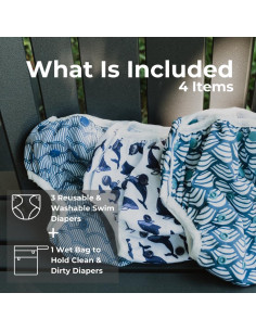 Paquete de 3 Pañales de Natación Reutilizables Nora - Talla Única Ajustable 2