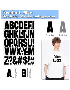 30 Hojas Letras Termoadhesivas Huimdery 1200 Piezas Negro 2