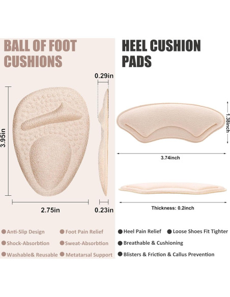 Almohadillas para el Talón Comfowner - 4 Pares Beige