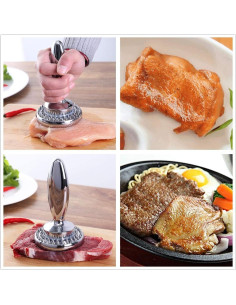Martillo Ablandador de Carne Doble Cara Acero Inoxidable 835g 2