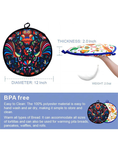 Calentador de Tortillas Eichzer 30 cm 2 Pcs Aislante Microondas