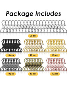 Ganchos de Clip Giratorios Anezus 80 Pcs Metal 2.54 cm 2