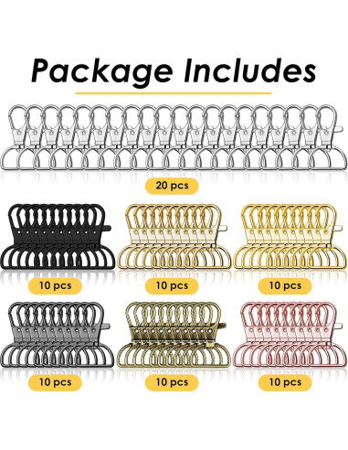 Ganchos de Clip Giratorios Anezus 80 Pcs Metal 2.54 cm