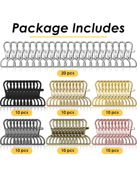 Ganchos de Clip Giratorios Anezus 80 Pcs Metal 2.54 cm