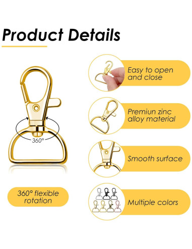 Ganchos de Clip Giratorios Anezus 80 Pcs Metal 2.54 cm