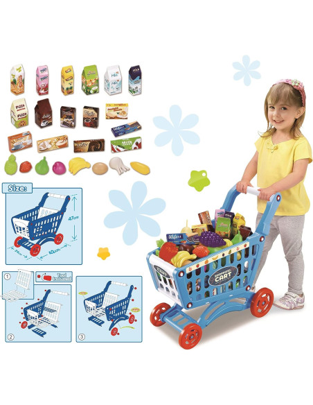 Carrito de Compras para Niños RedCrab 54 Accesorios Azul