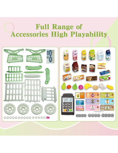 Carrito de Compras para Niños RedCrab 54 Accesorios Azul