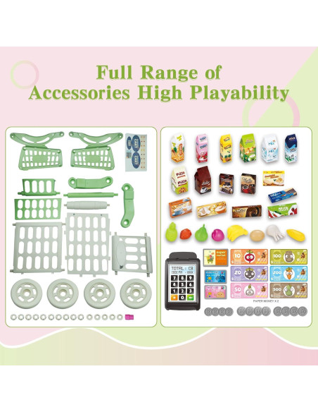 Carrito de Compras para Niños RedCrab 54 Accesorios Azul